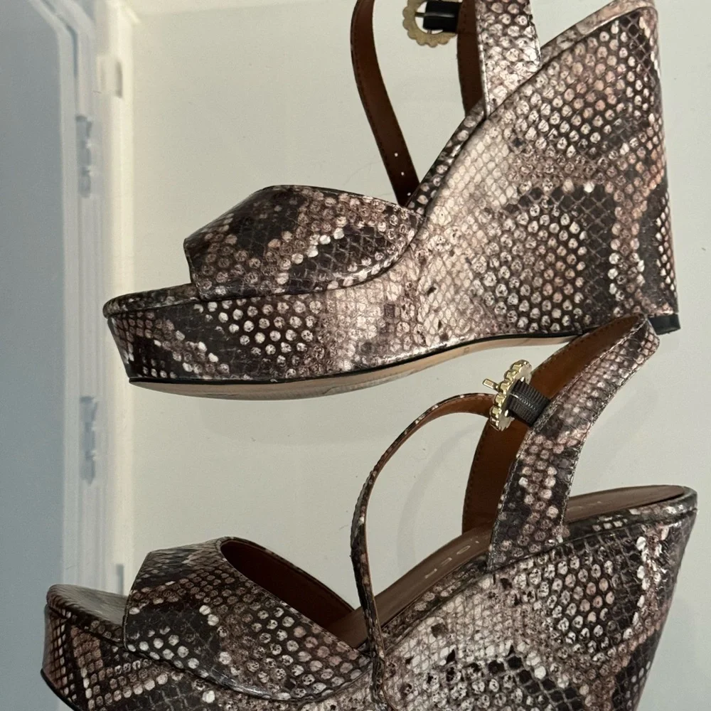 Kurt Geiger London Archer Snake-Embossed Wedge Platform Sandals
